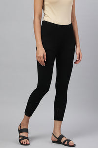 Black Textured Acrylic Skinny Fit Tights
