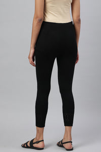Black Textured Acrylic Skinny Fit Tights