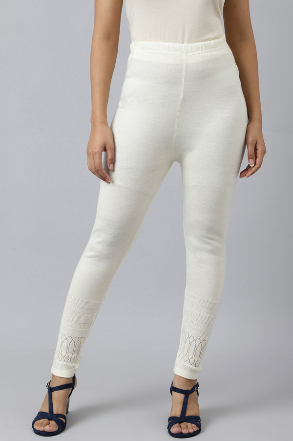White Textured Acrylic Skinny Fit Tights