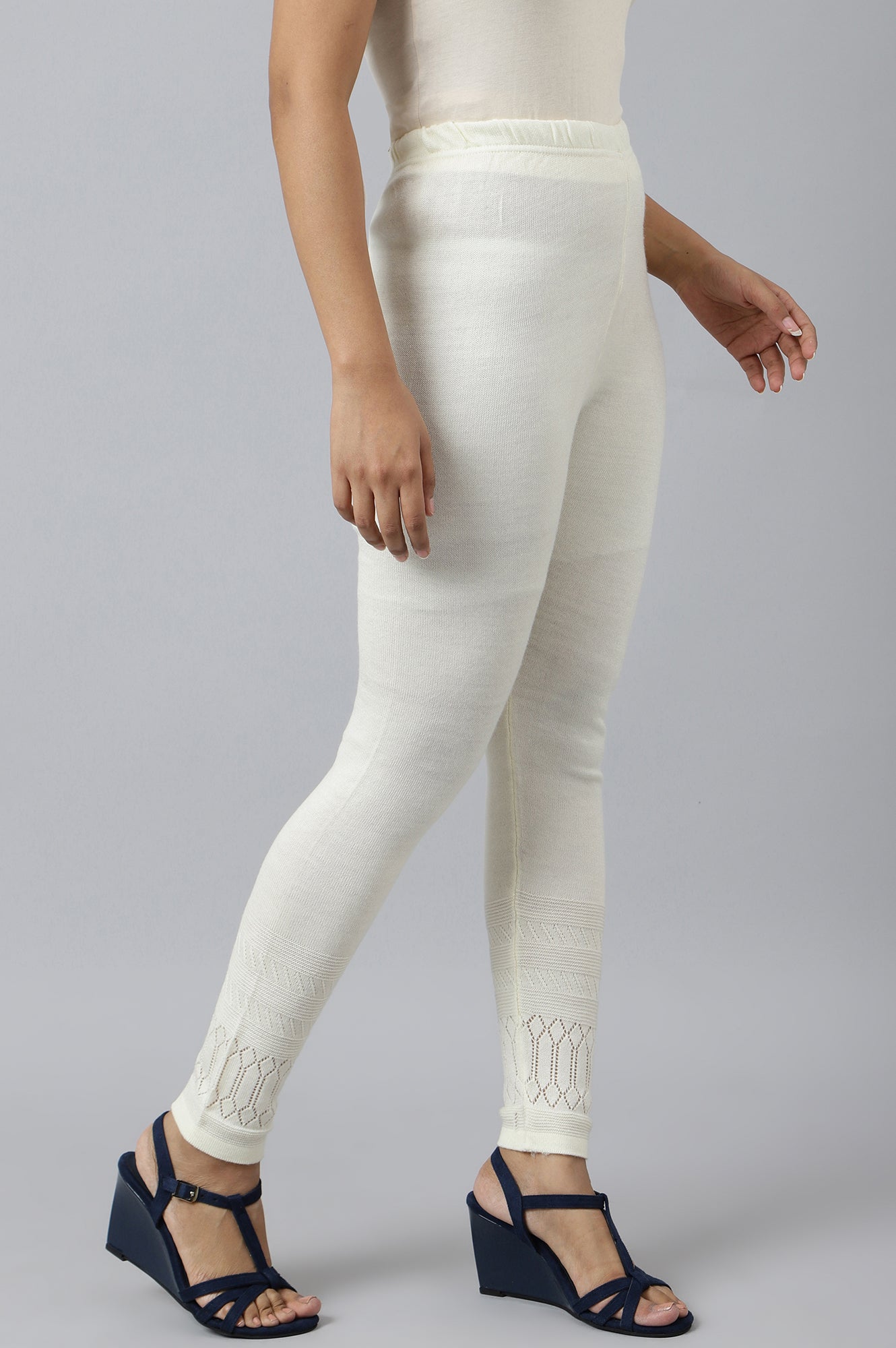 White Acrylic Winter Tights