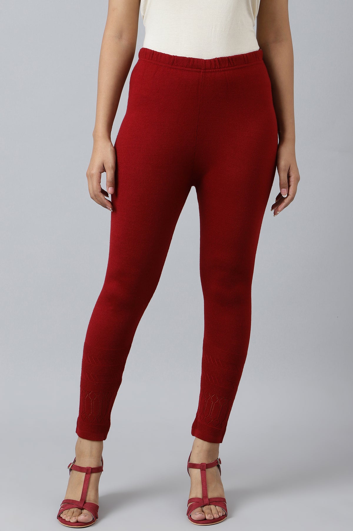 Red Acrylic Winter Tights - XS