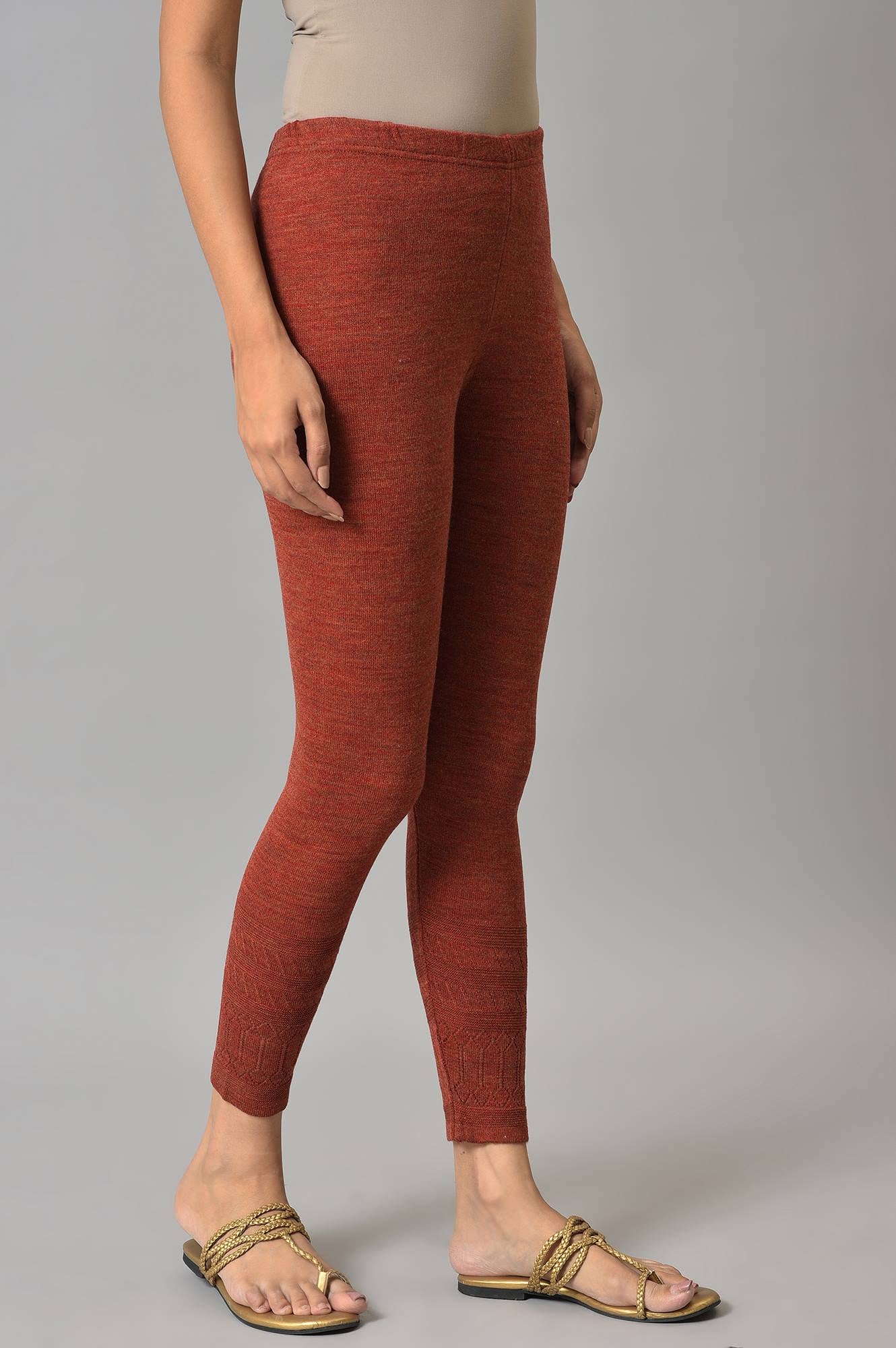 Orange Acrylic Winter Women Tights