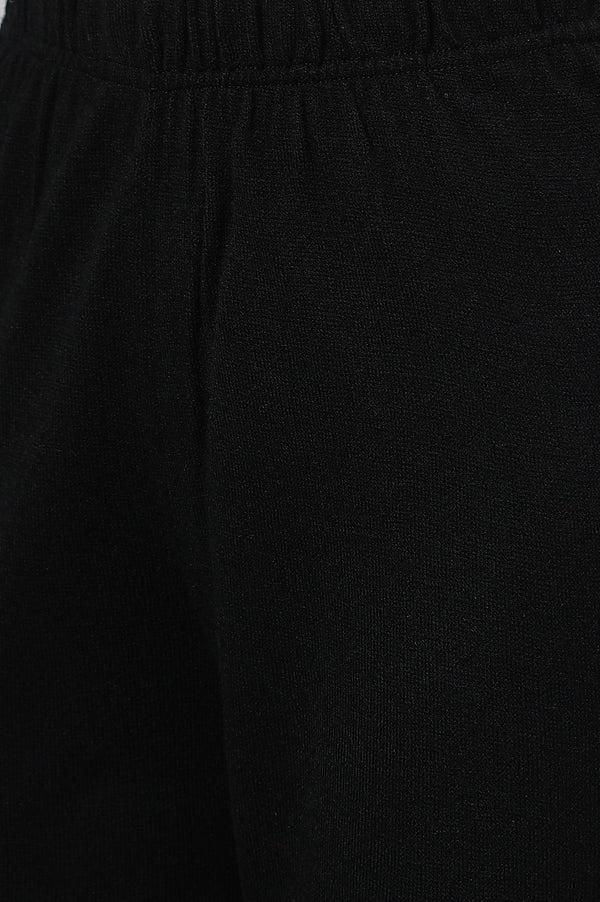 Black Ankle Length Straight Winter Palazzo