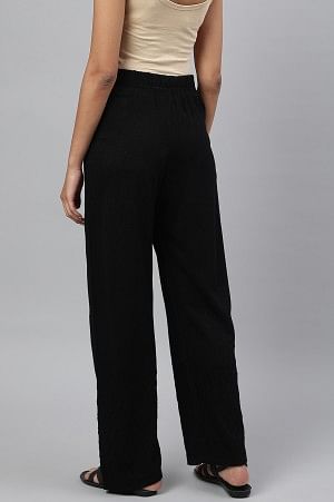 Black Ankle Length Straight Winter Palazzo