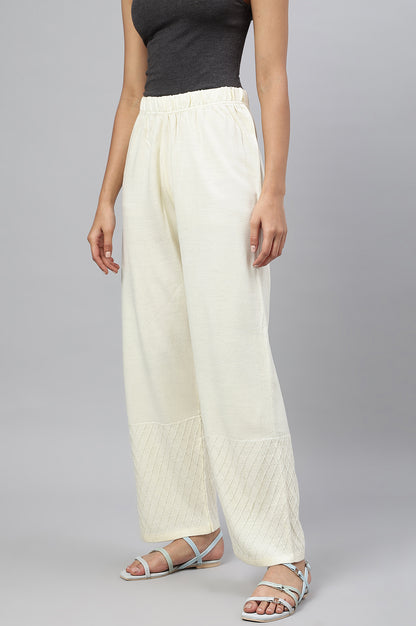 White Ankle Length Straight Winter Palazzo