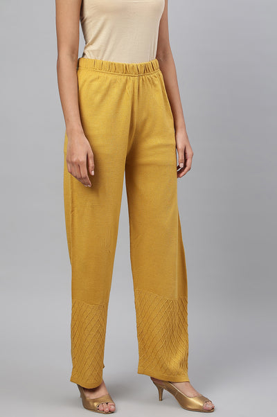 Yellow Ankle Length Straight Winter Palazzo