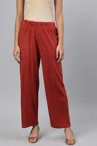 Orange Ankle Length Straight Winter Palazzo