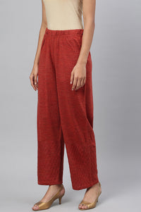 Orange Ankle Length Straight Winter Palazzo