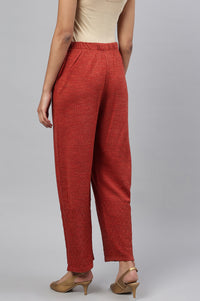 Orange Ankle Length Straight Winter Palazzo
