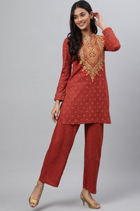 Orange Ankle Length Straight Winter Palazzo