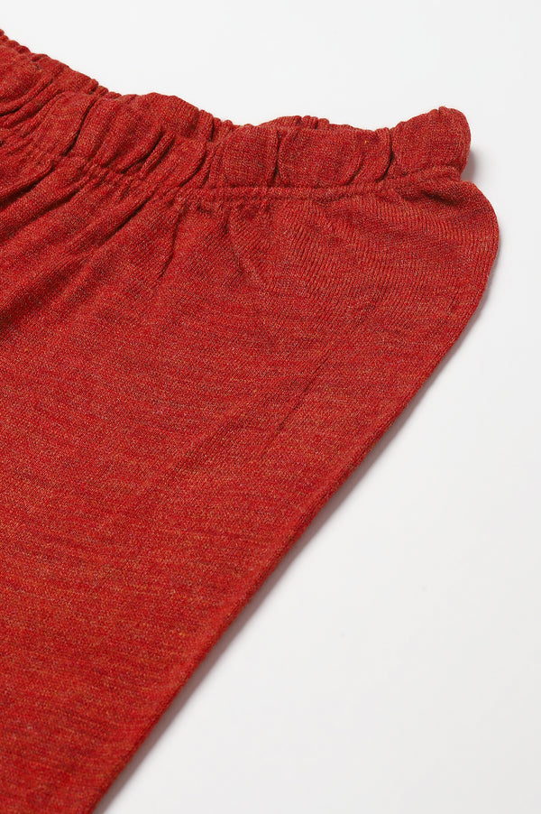 Orange Ankle Length Straight Winter Palazzo