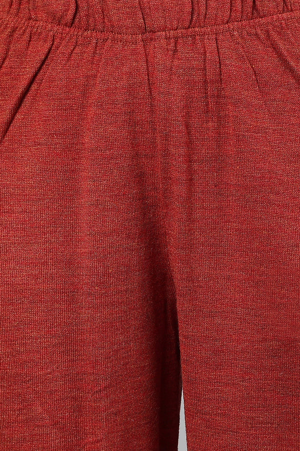 Orange Ankle Length Straight Winter Palazzo