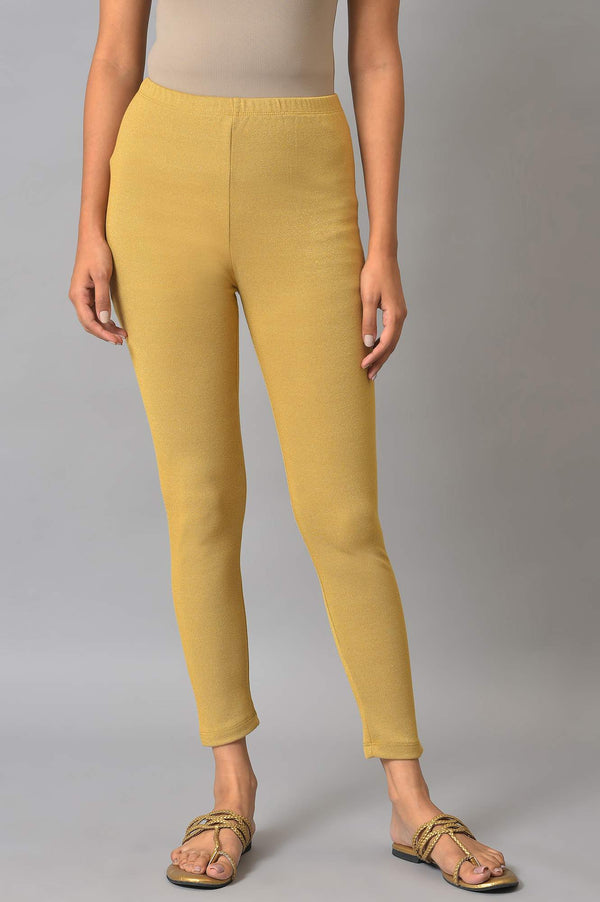 Yellow Textured Skinny Fit Tights
