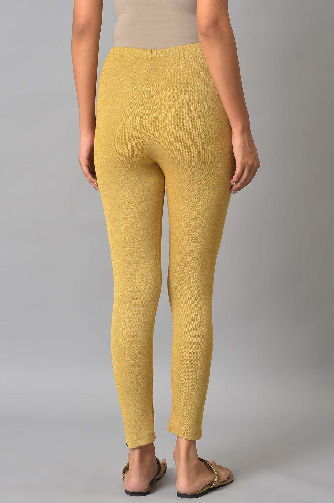 Yellow Textured Skinny Fit Tights
