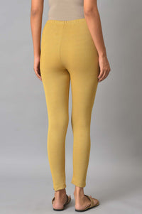 Yellow Textured Skinny Fit Tights