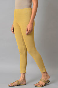 Yellow Textured Skinny Fit Tights