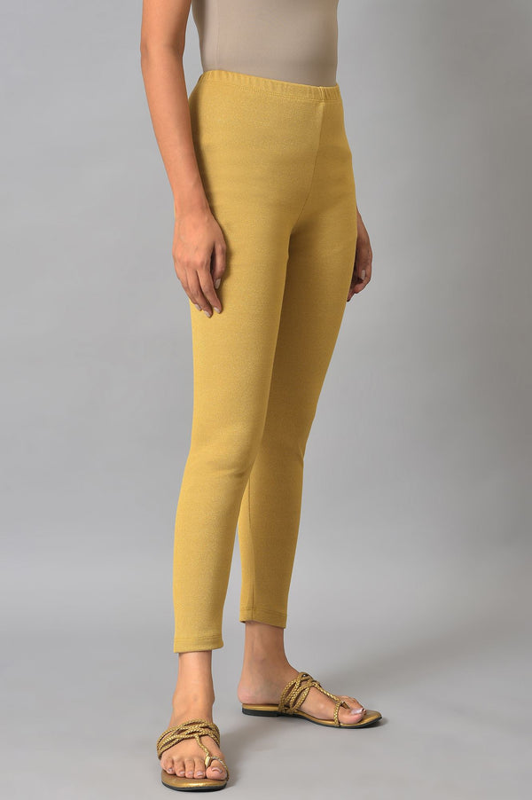 Yellow Textured Skinny Fit Tights