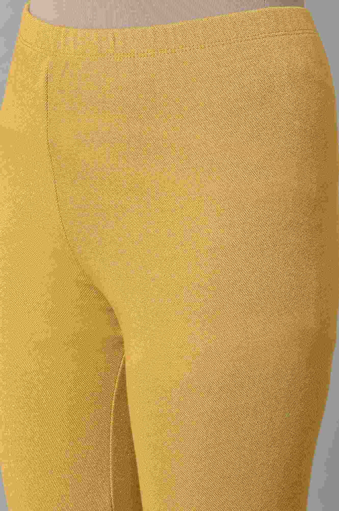 Yellow Textured Skinny Fit Tights
