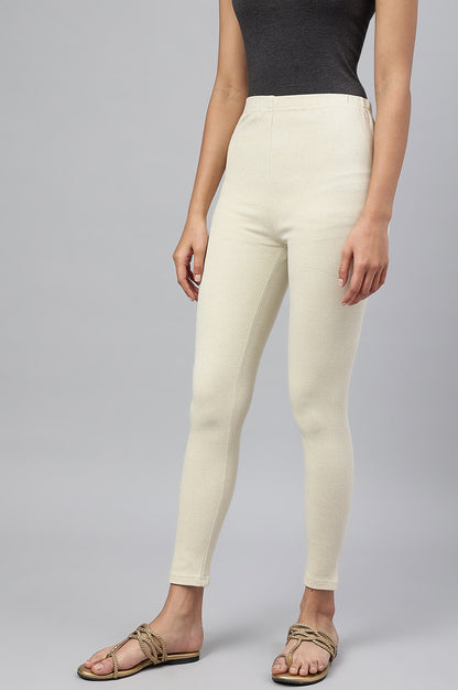 White Yarn-Dyed Winter Tights