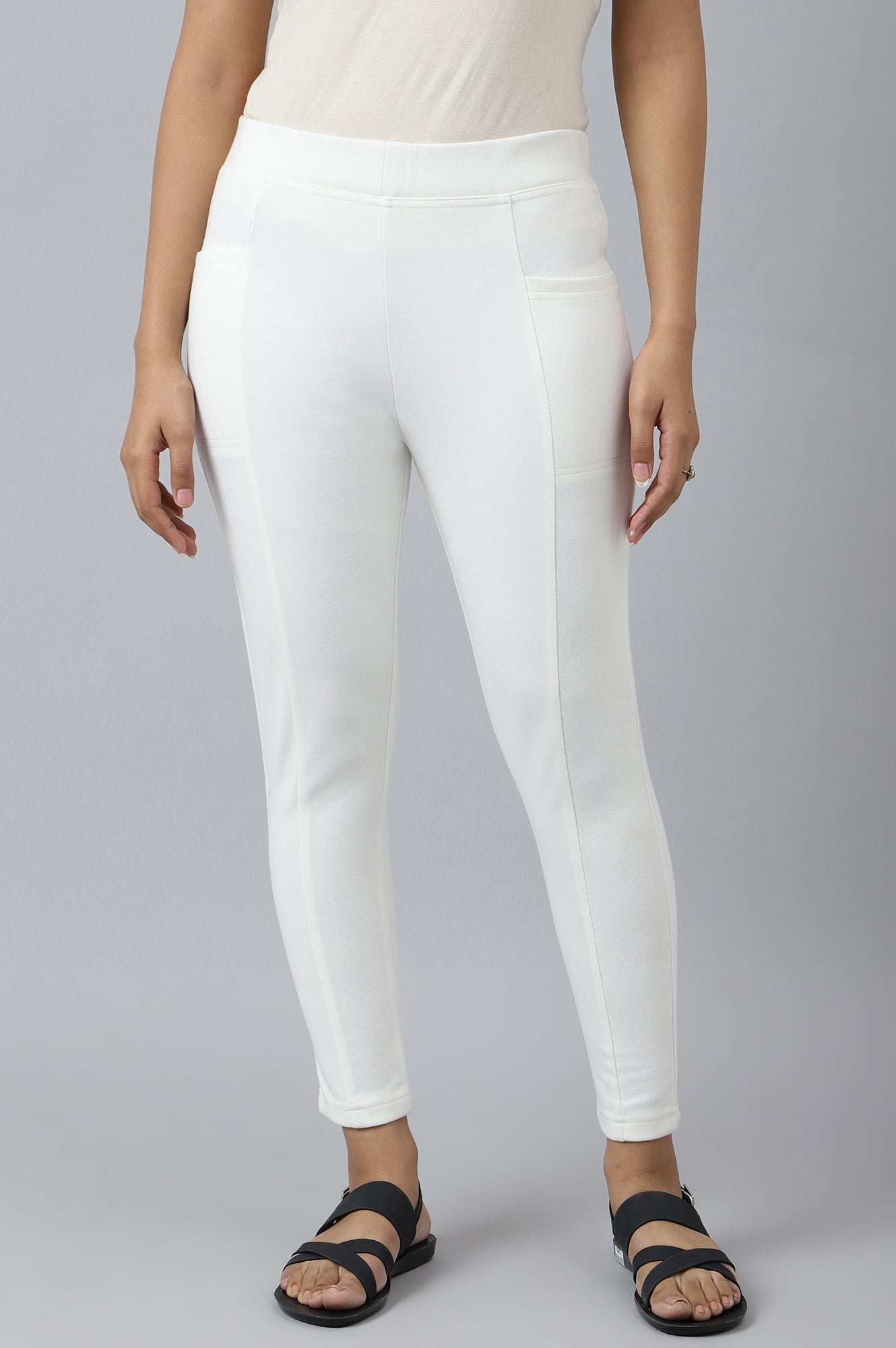 White Solid Winter Tights