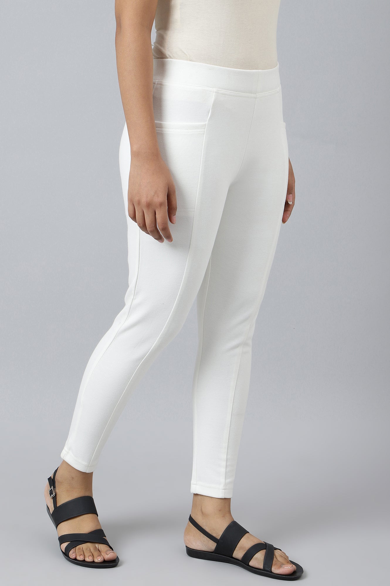 White Solid Winter Tights