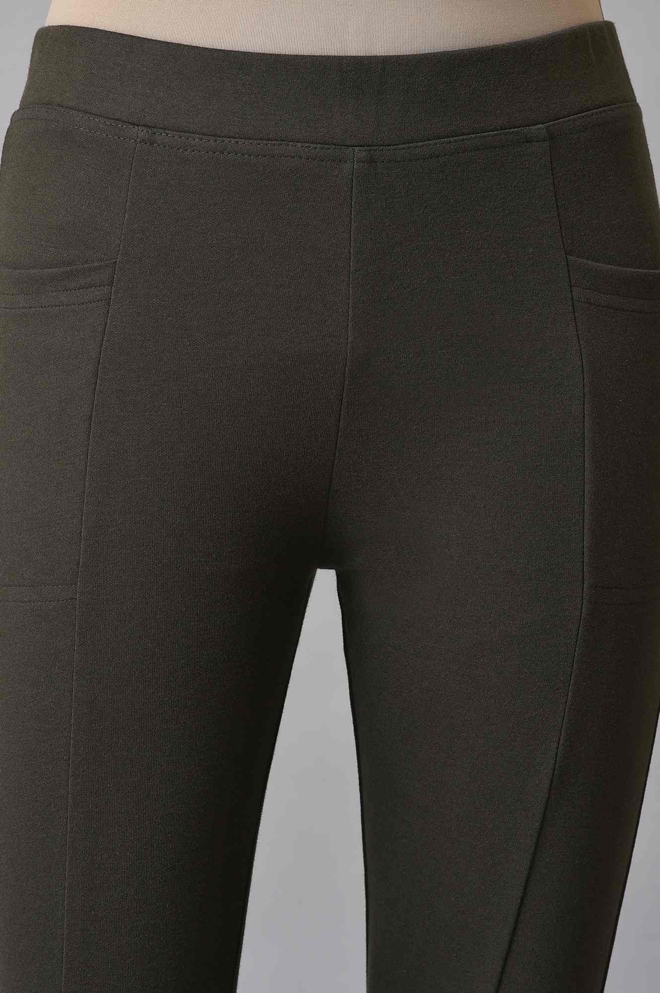 Green Lycra Winter Yoga Tights