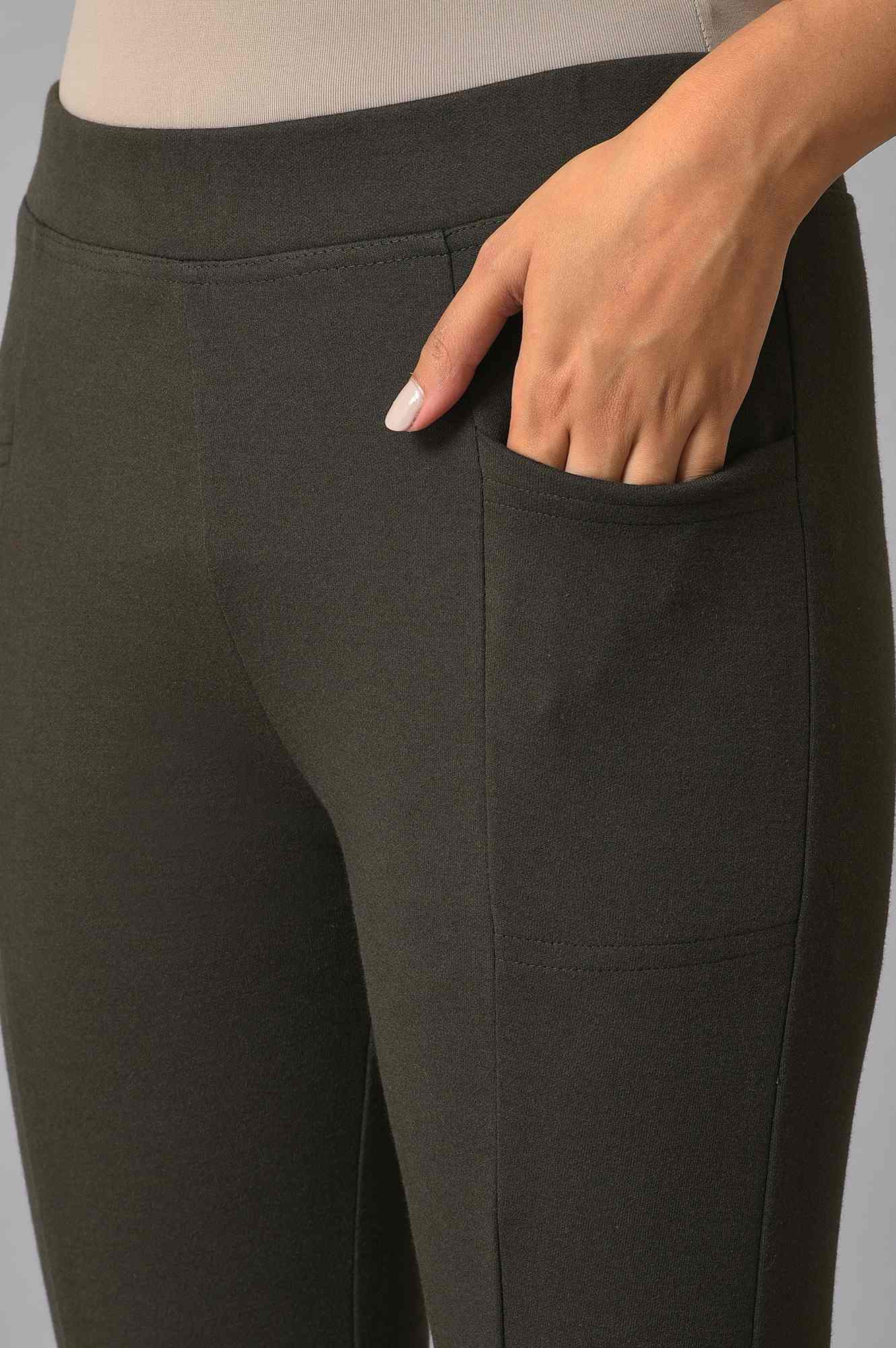 Green Lycra Winter Yoga Tights