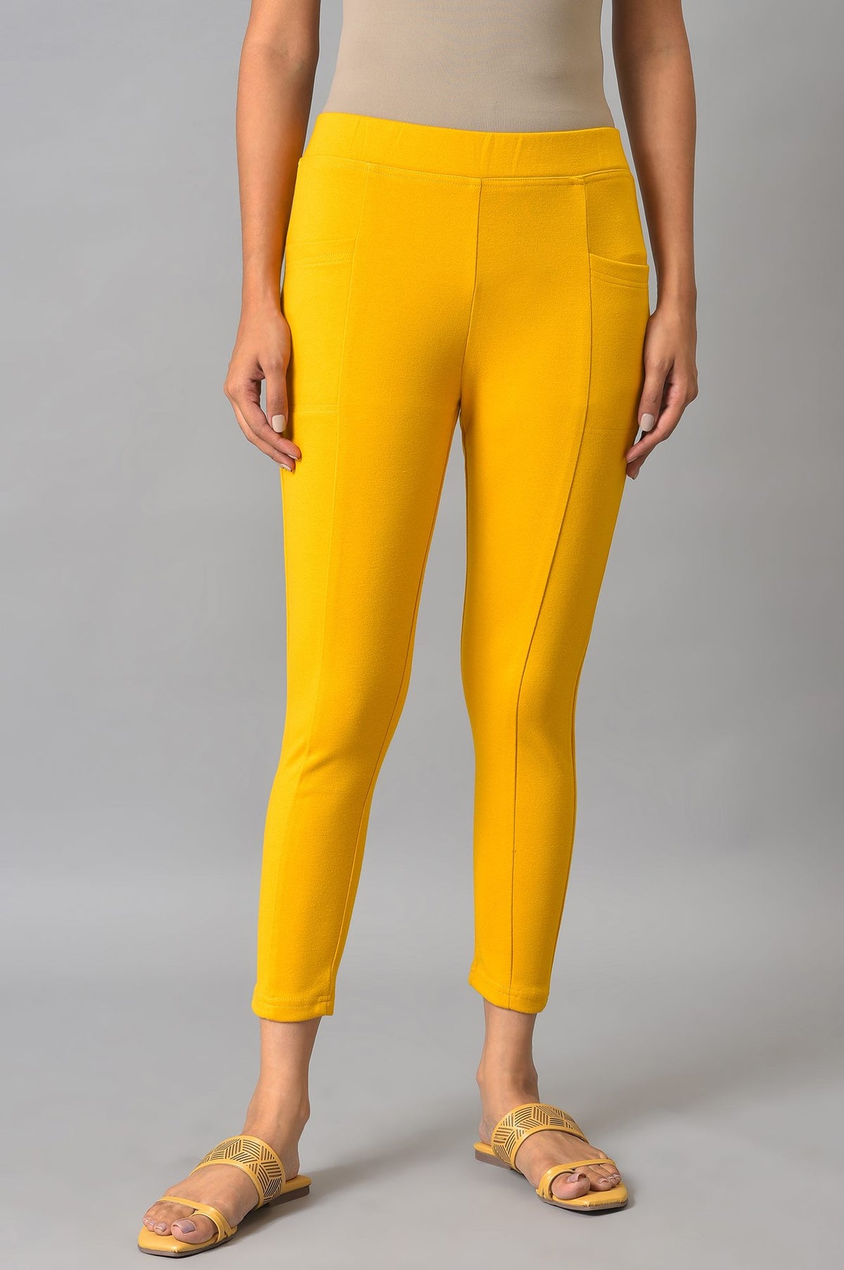 Yellow Solid Winter Tights - XL