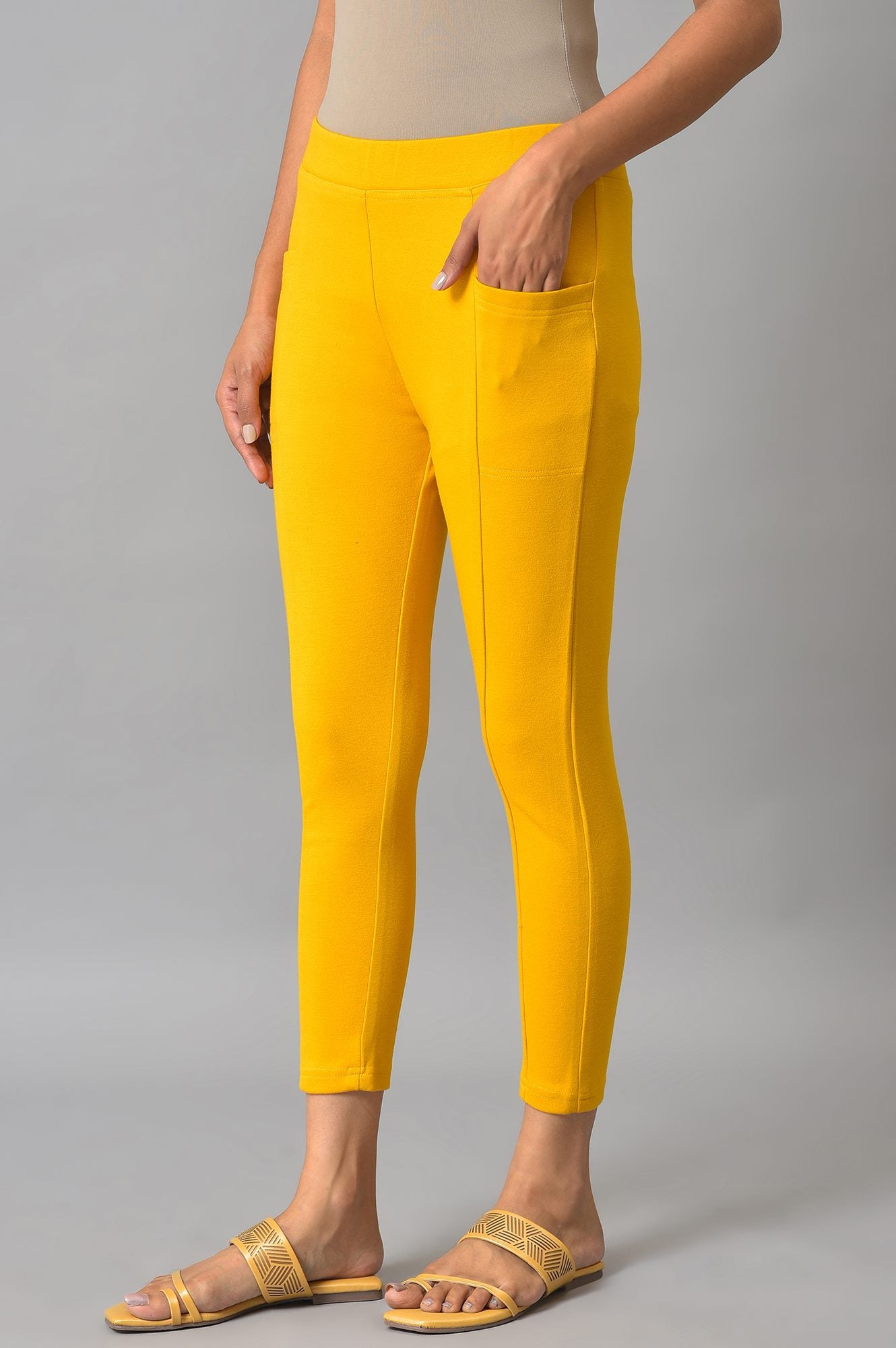 Yellow Solid Winter Tights