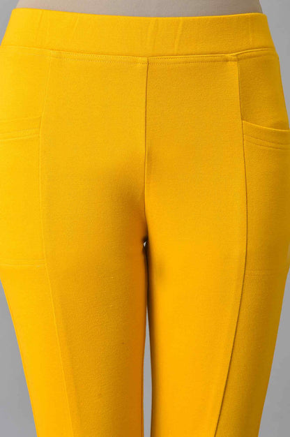 Yellow Solid Winter Tights