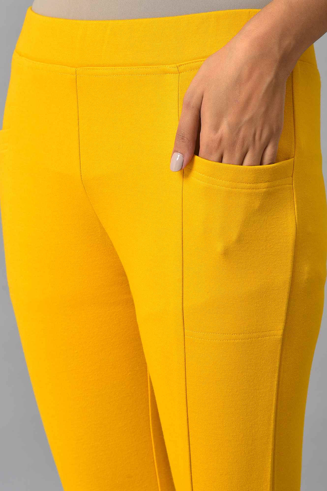 Yellow Solid Winter Tights