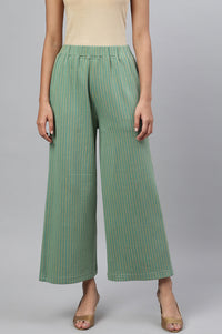 Green Straight Jacquard Winter Palazzo