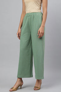 Green Straight Jacquard Winter Palazzo