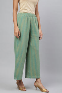 Green Straight Jacquard Winter Palazzo