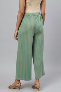 Green Straight Jacquard Winter Palazzo