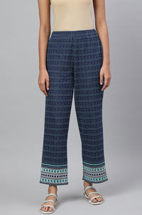 Navy Straight Jacquard Winter Palazzo