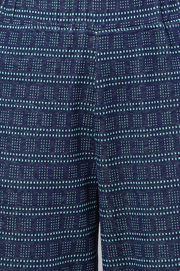 Navy Straight Jacquard Winter Palazzo