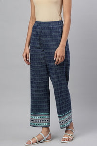 Navy Straight Jacquard Winter Palazzo