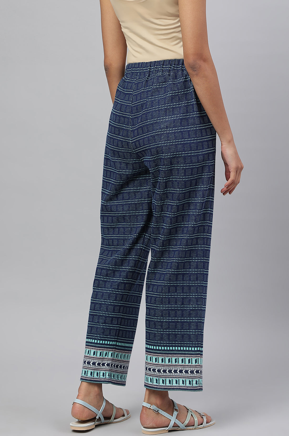 Navy Straight Jacquard Winter Palazzo