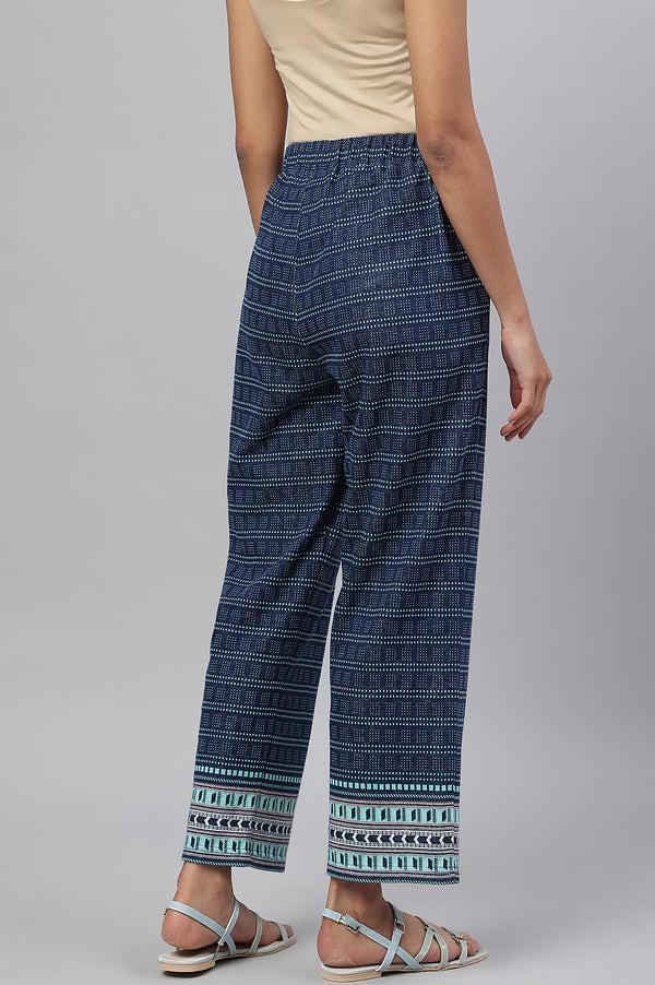 Navy Straight Jacquard Winter Palazzo