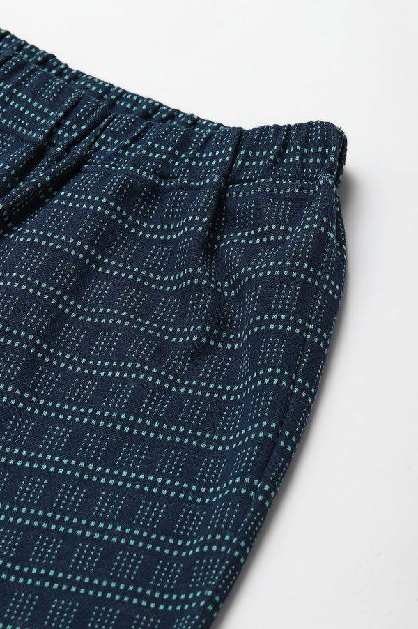 Navy Straight Jacquard Winter Palazzo