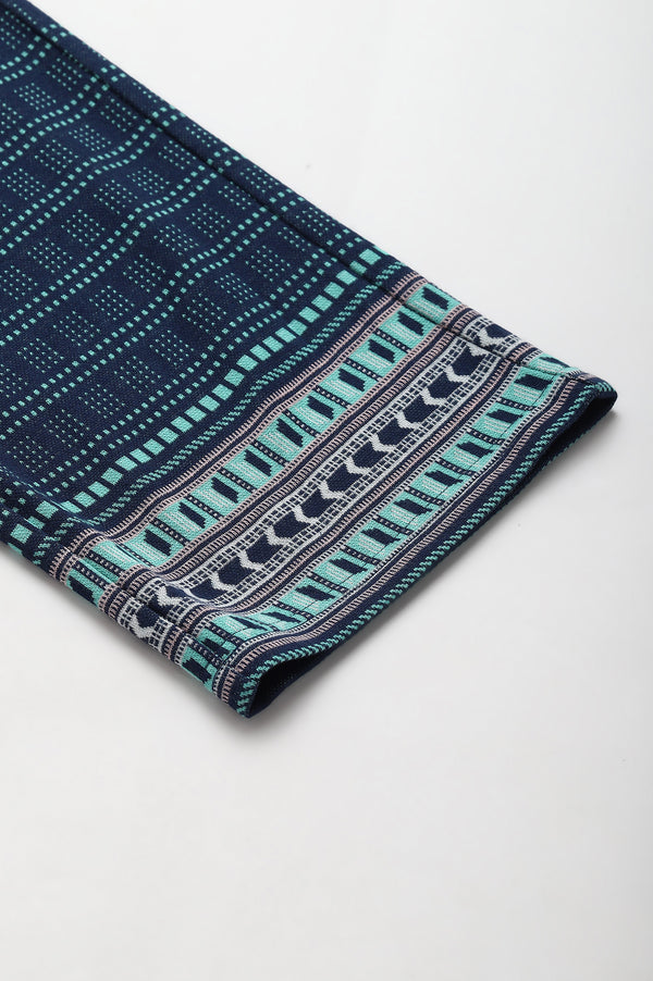 Navy Straight Jacquard Winter Palazzo