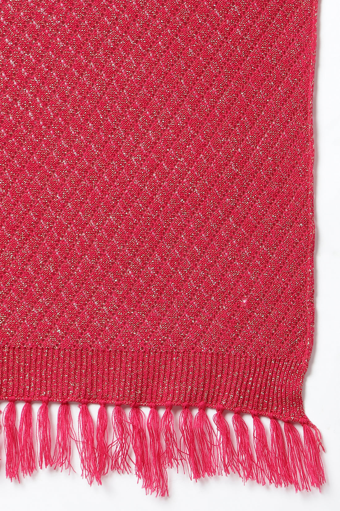 Pink Acrylic Yarn-dyed Women Shawl