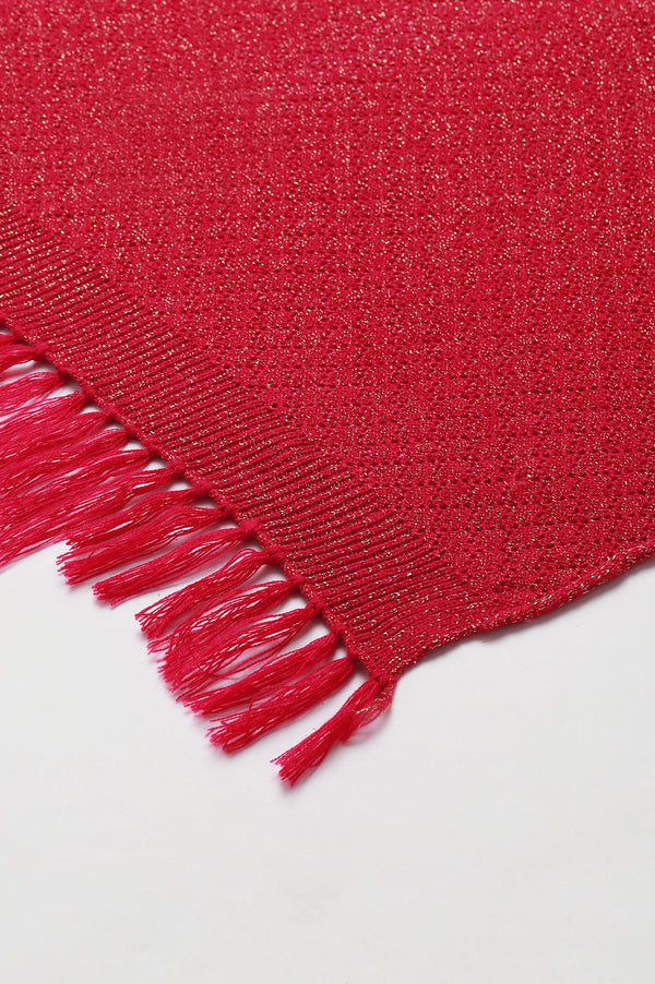 Pink Acrylic Yarn-dyed Women Shawl