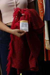 Pink Acrylic Yarn-dyed Women Shawl