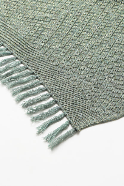 Green Acrylic Yarn-dyed Women Shawl