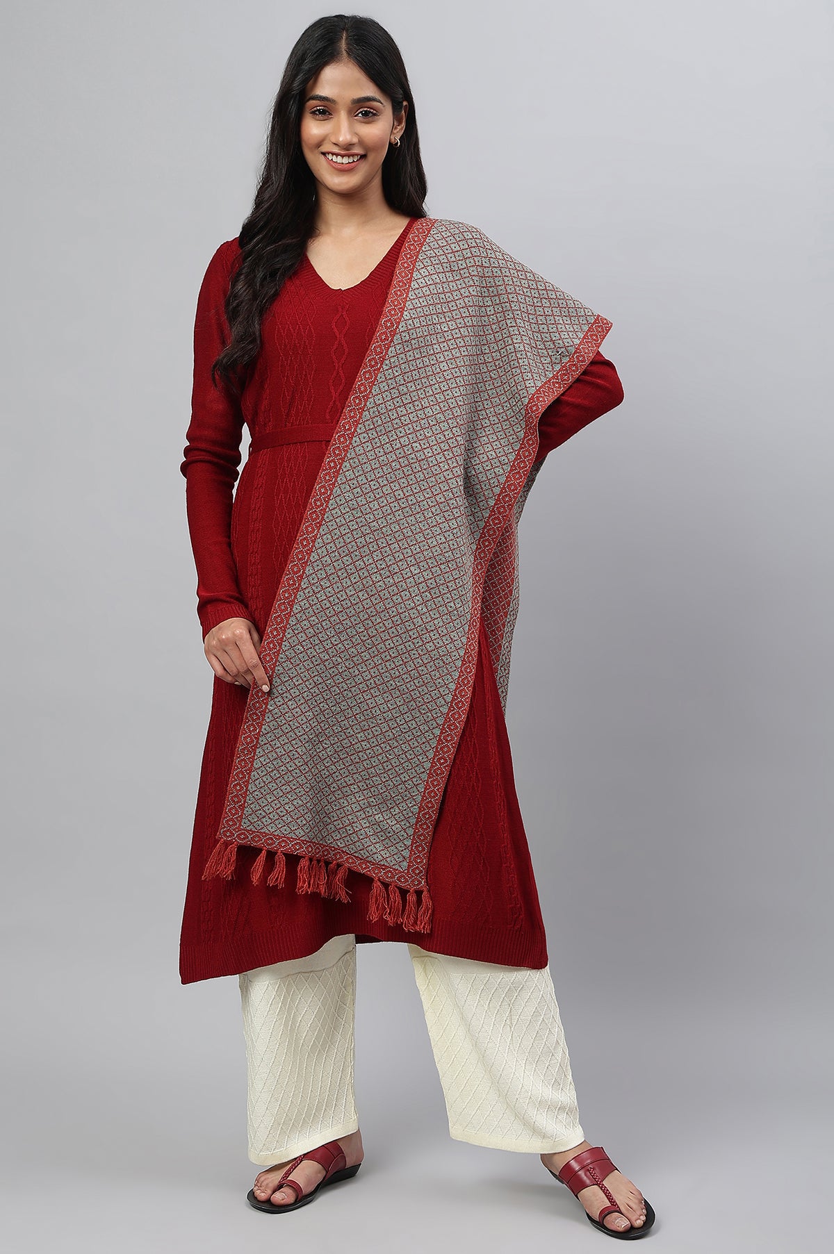 Orange Yarn-Dyed Women Muffler - FS