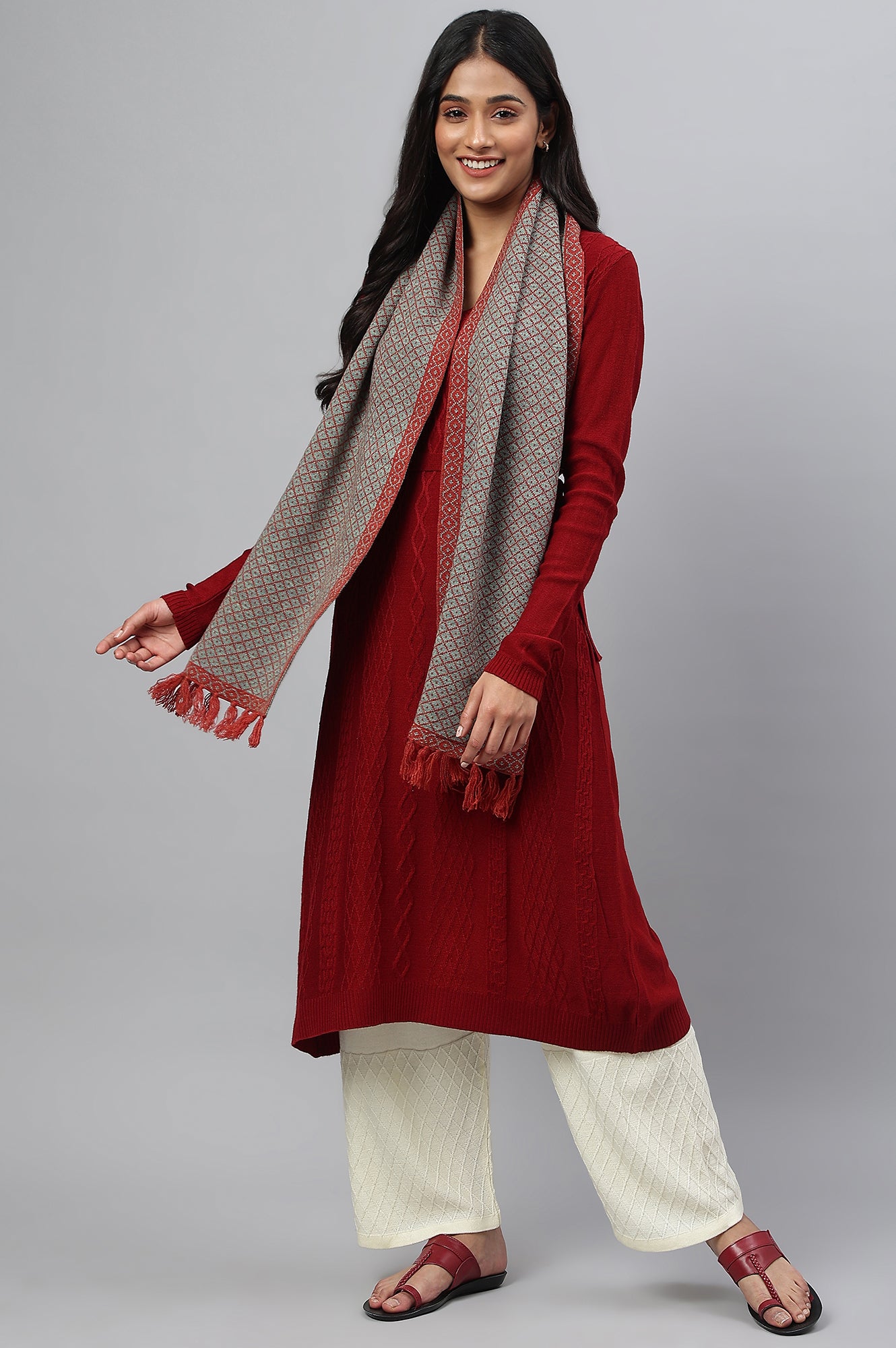 Orange Yarn-Dyed Women Muffler