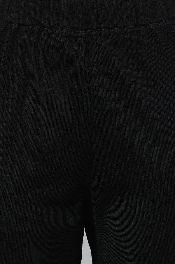 Black Gold Printed Festive Winter kurta and Pants Set