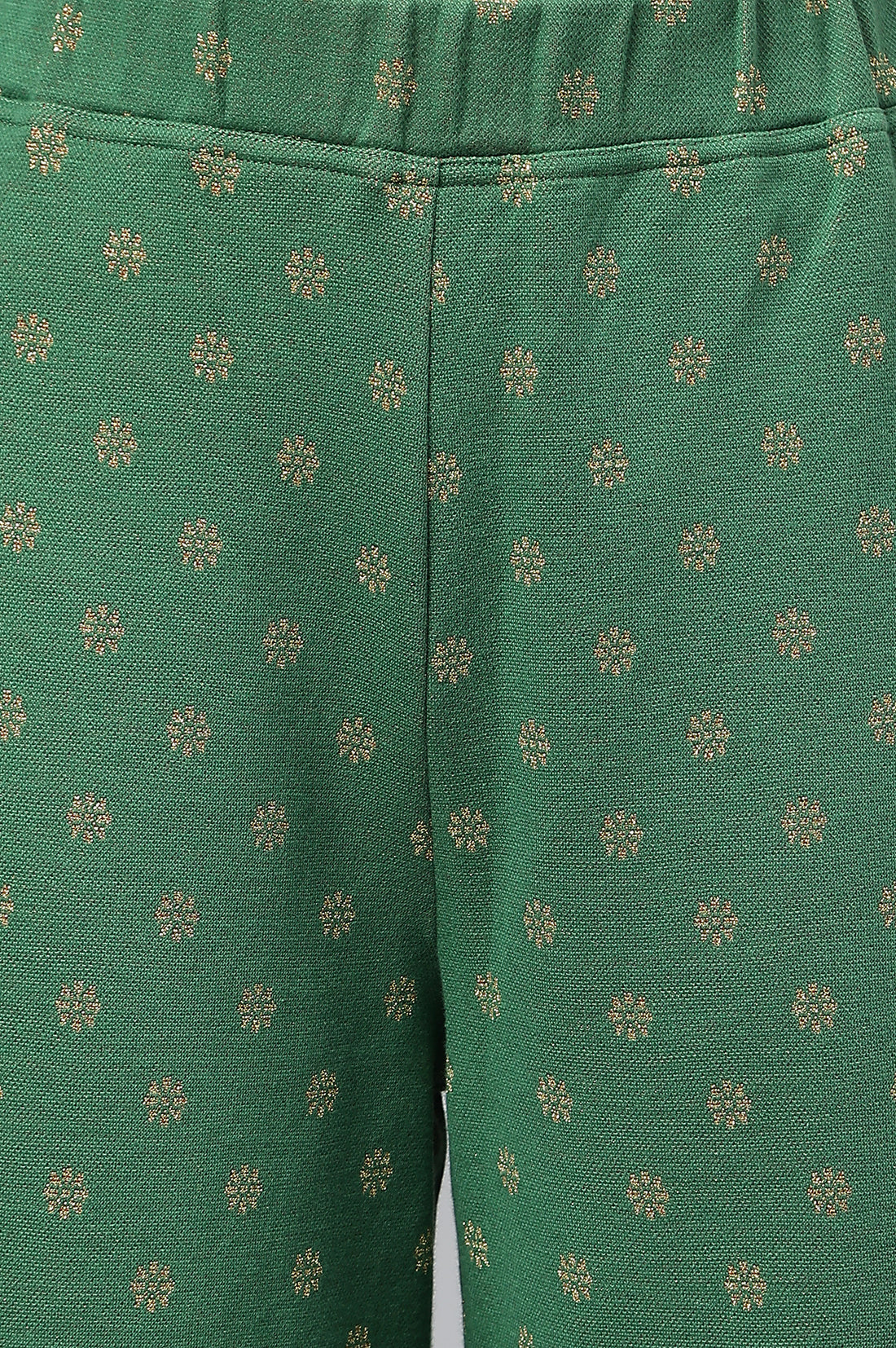 Red Jacquard Winter kurta with Green Printed Palazzo Pants Set